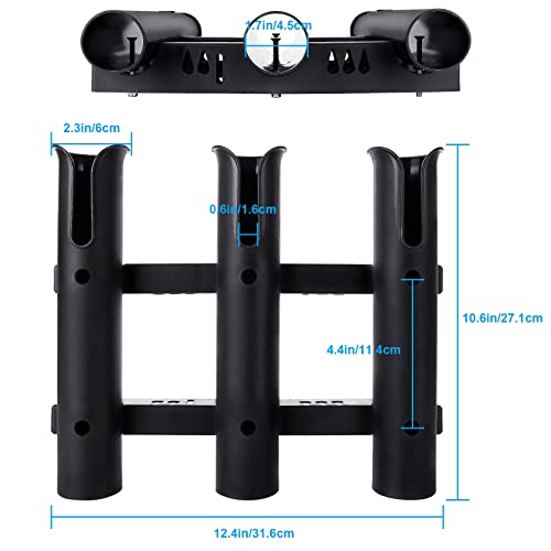 2Set Portable Boat Rod Holder, Three-Pole Side Mount, Stand-Off Plastic Fishing Pole Holders for Boat, Kayak, Cooler, Tr