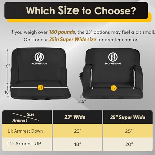 HOPERAN Reclining Bleacher Seats with Back Support, 600D Waterproof for Outdoor Sports
