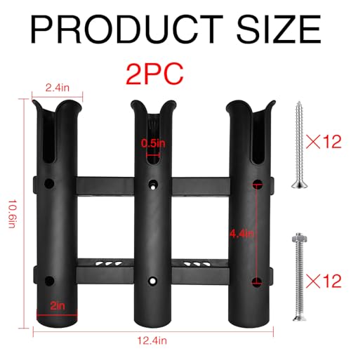 Black Wall Mount Fish Rod Holder 3-Rod Bracket Portable Boat Truck Kayak Rack