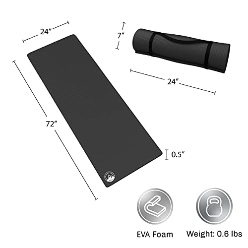 Wakeman Lightweight 0.5-Inch Foam Sleeping Pad - Non-Slip, Waterproof, and Perfect for Camping and Yoga