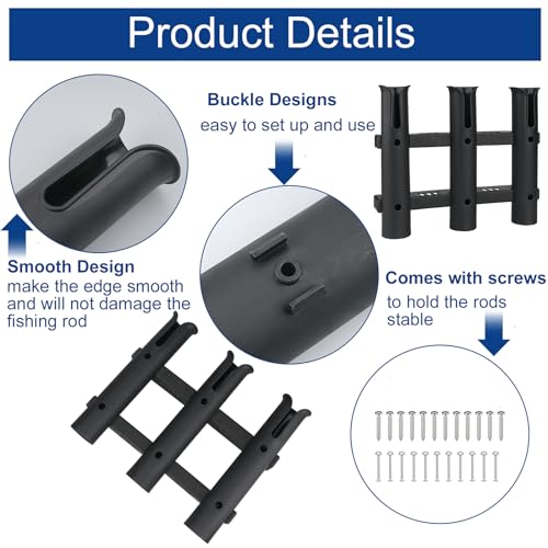 Portable Boat and Kayak Fishing Rod Holders with Screws
