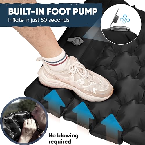 POWERLIX Lightweight Camping Air Mattress with Pillow and Foot Pump
