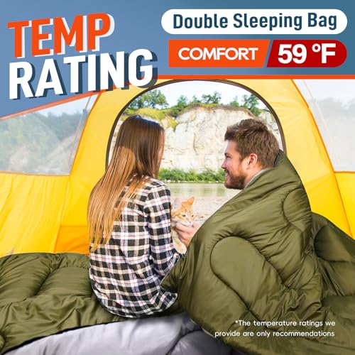 MEREZA XL Queen Size Sleeping Bag for All-Season Adult Camping and Hiking